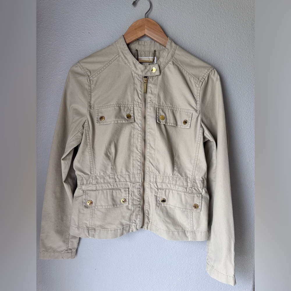 Michael Michael Kors Women's Utility Jacket Tan Gold Size 6